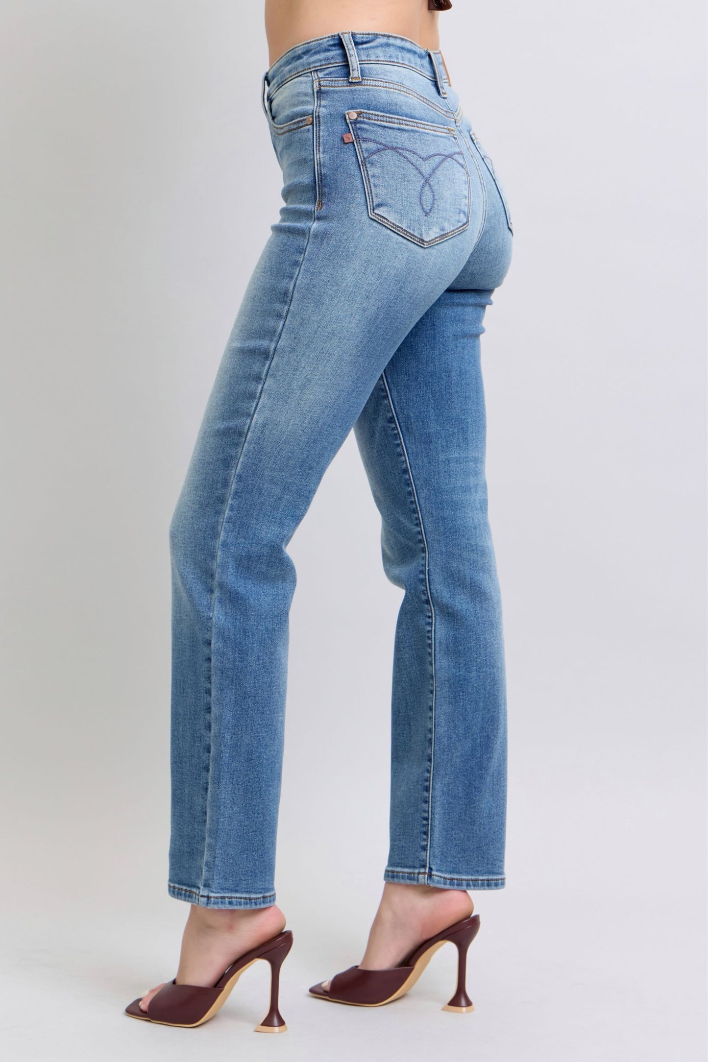 Judy Blue High Rise Vintage Wash Thermal Straight Leg Jeans #82632