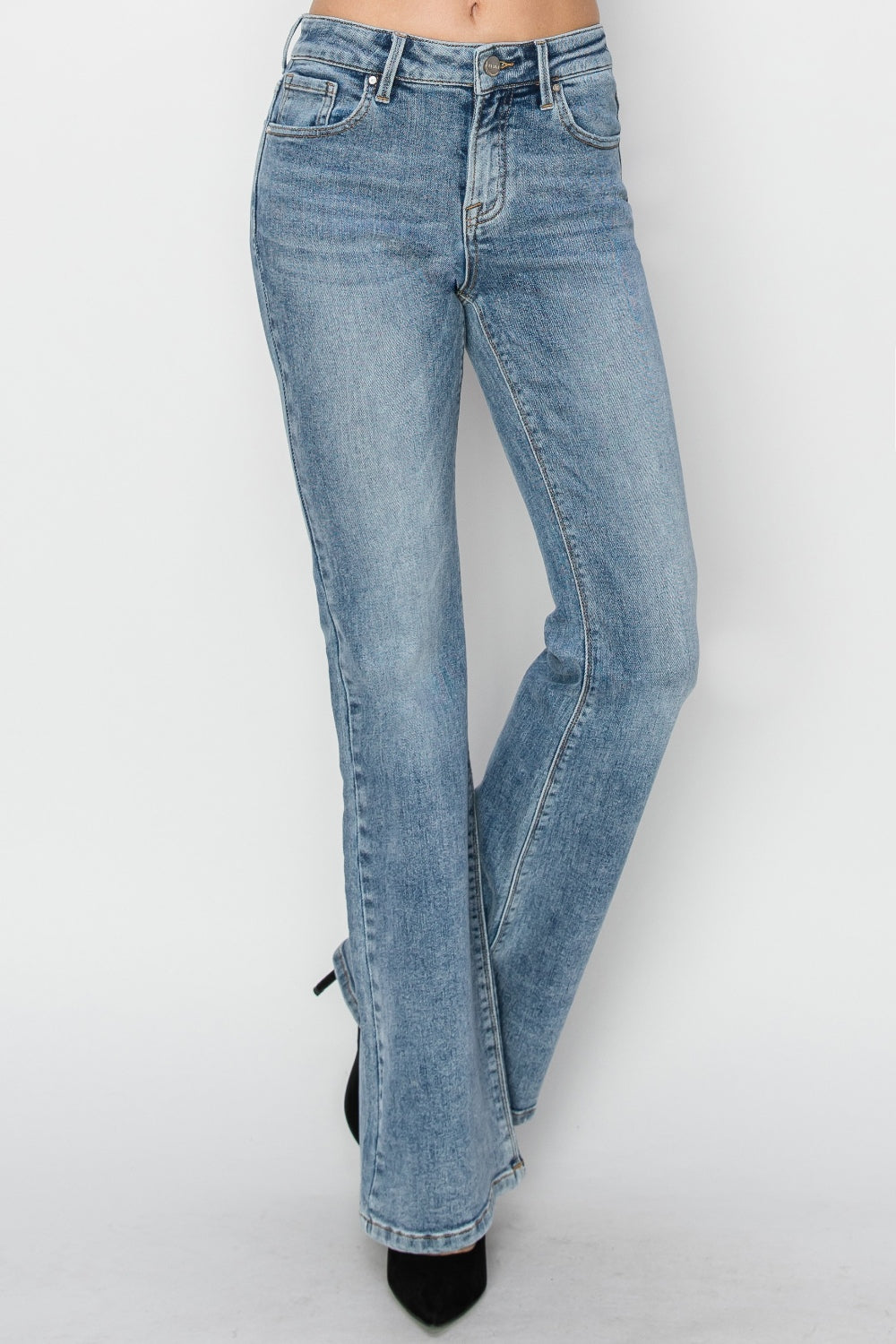 RISEN Mid Rise Basic Flare Jeans