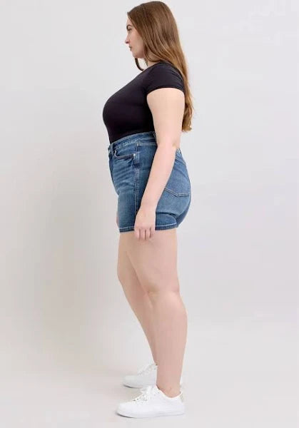 Judy Blue Mid Rise Tummy Control Mid Length Denim Shorts #150334