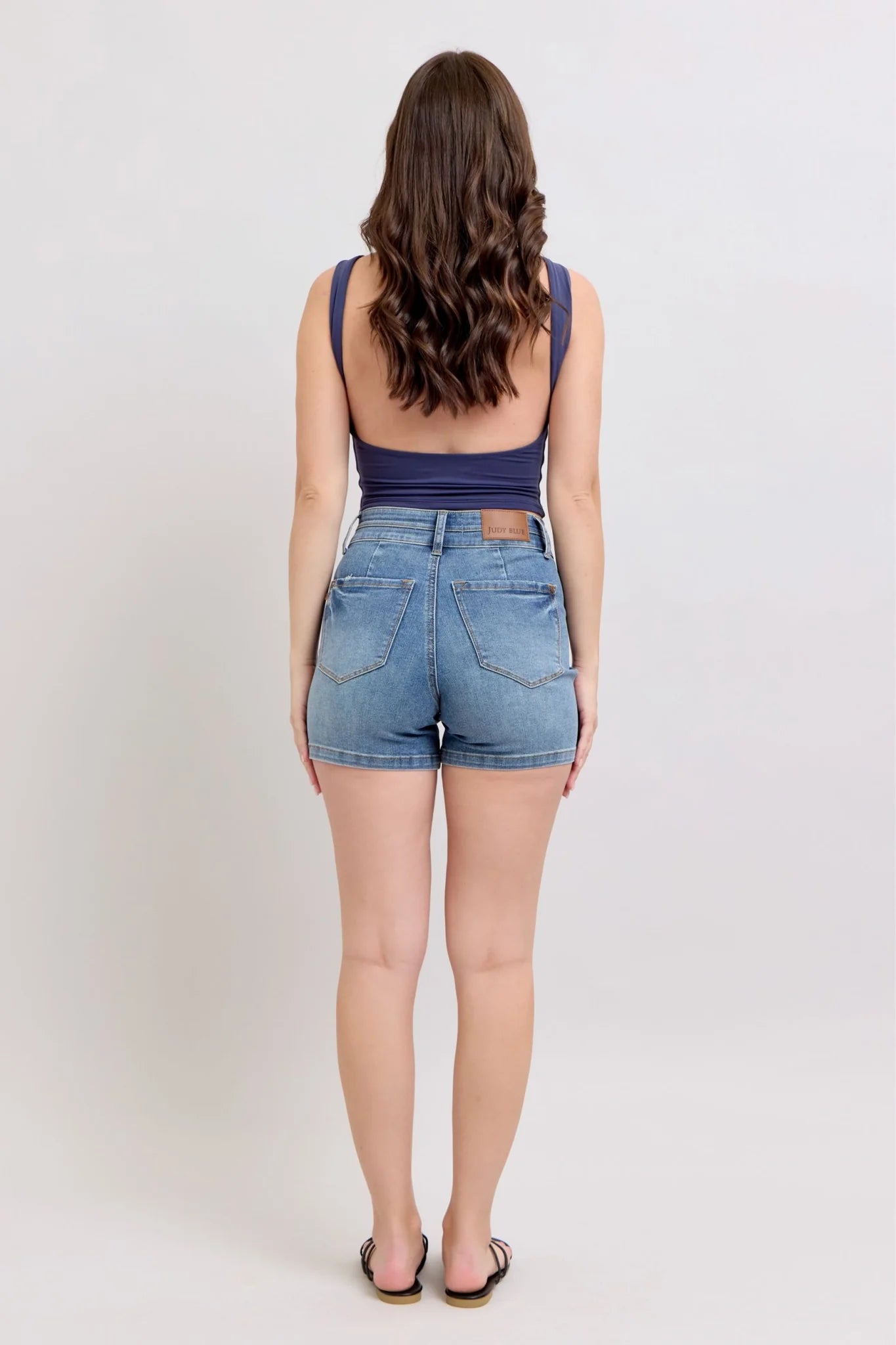 Judy Blue HW Tummy Control Cool Denim Double Waistband Shorts #150337