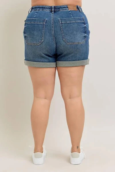 Judy Blue High Waist Cuff Jogger Denim Shorts #150343