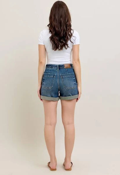 Judy Blue High Waist Cuff Jogger Denim Shorts #150343