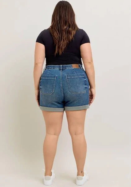 Judy Blue High Waist Cuff Jogger Denim Shorts #150343