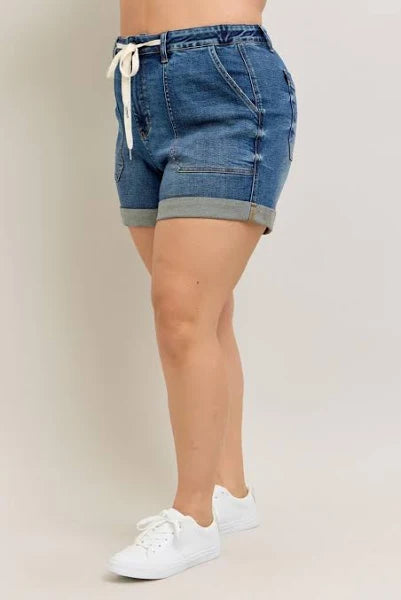 Judy Blue High Waist Cuff Jogger Denim Shorts #150343