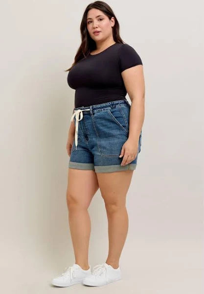 Judy Blue High Waist Cuff Jogger Denim Shorts #150343