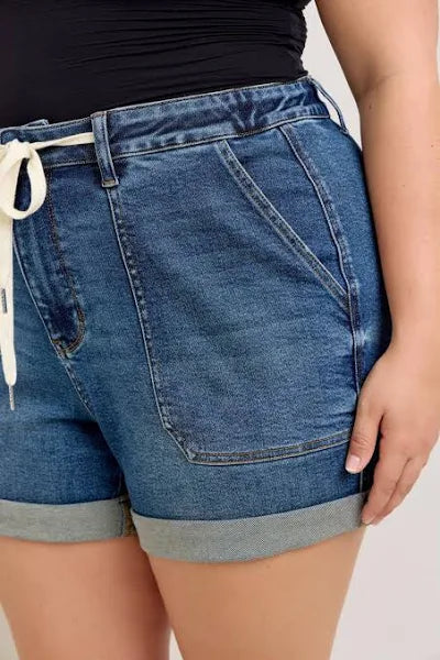 Judy Blue High Waist Cuff Jogger Denim Shorts #150343