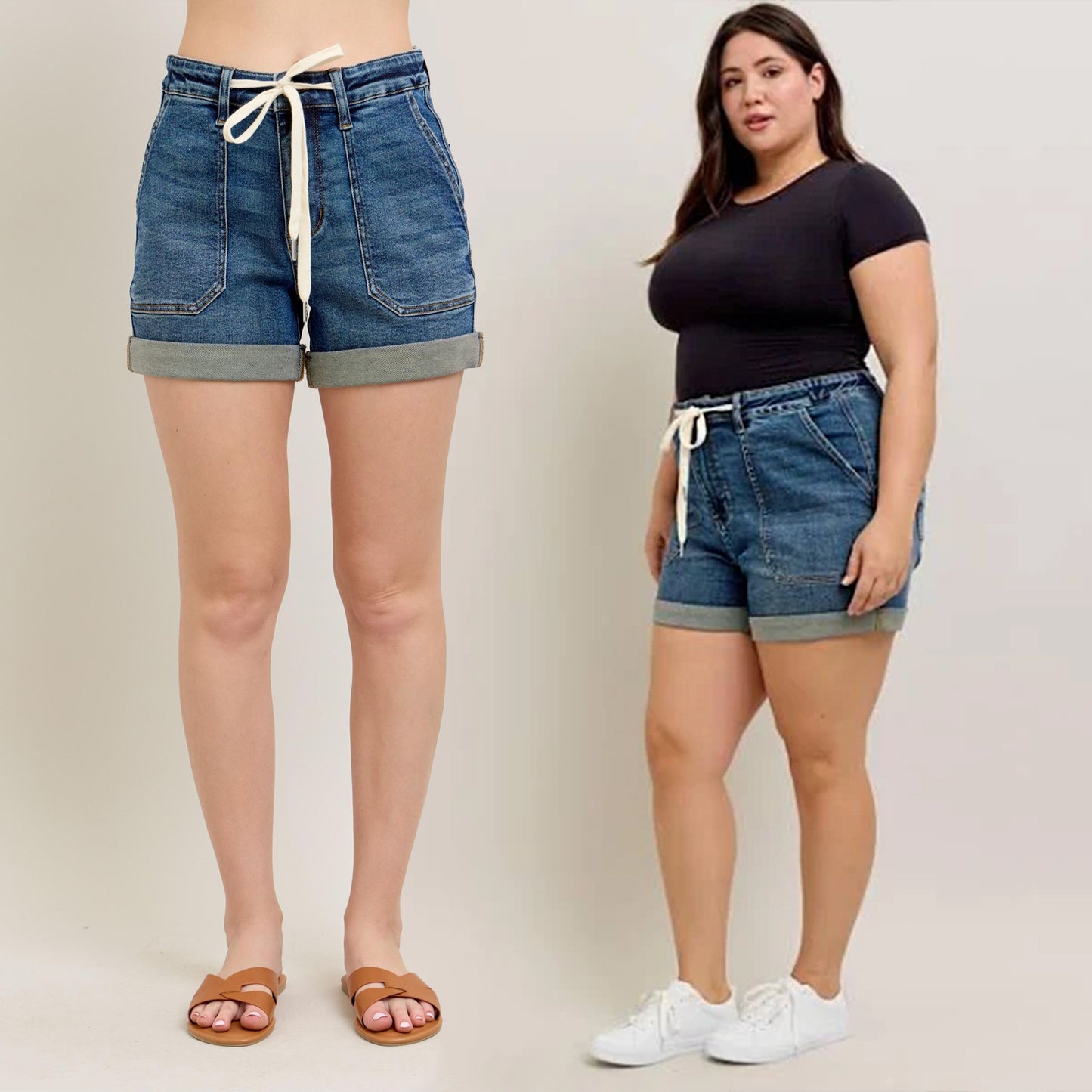 Judy Blue High Waist Cuff Jogger Denim Shorts #150343