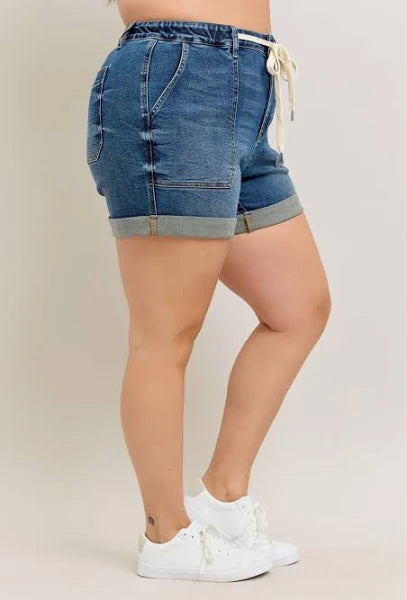 Judy Blue High Waist Cuff Jogger Denim Shorts #150343