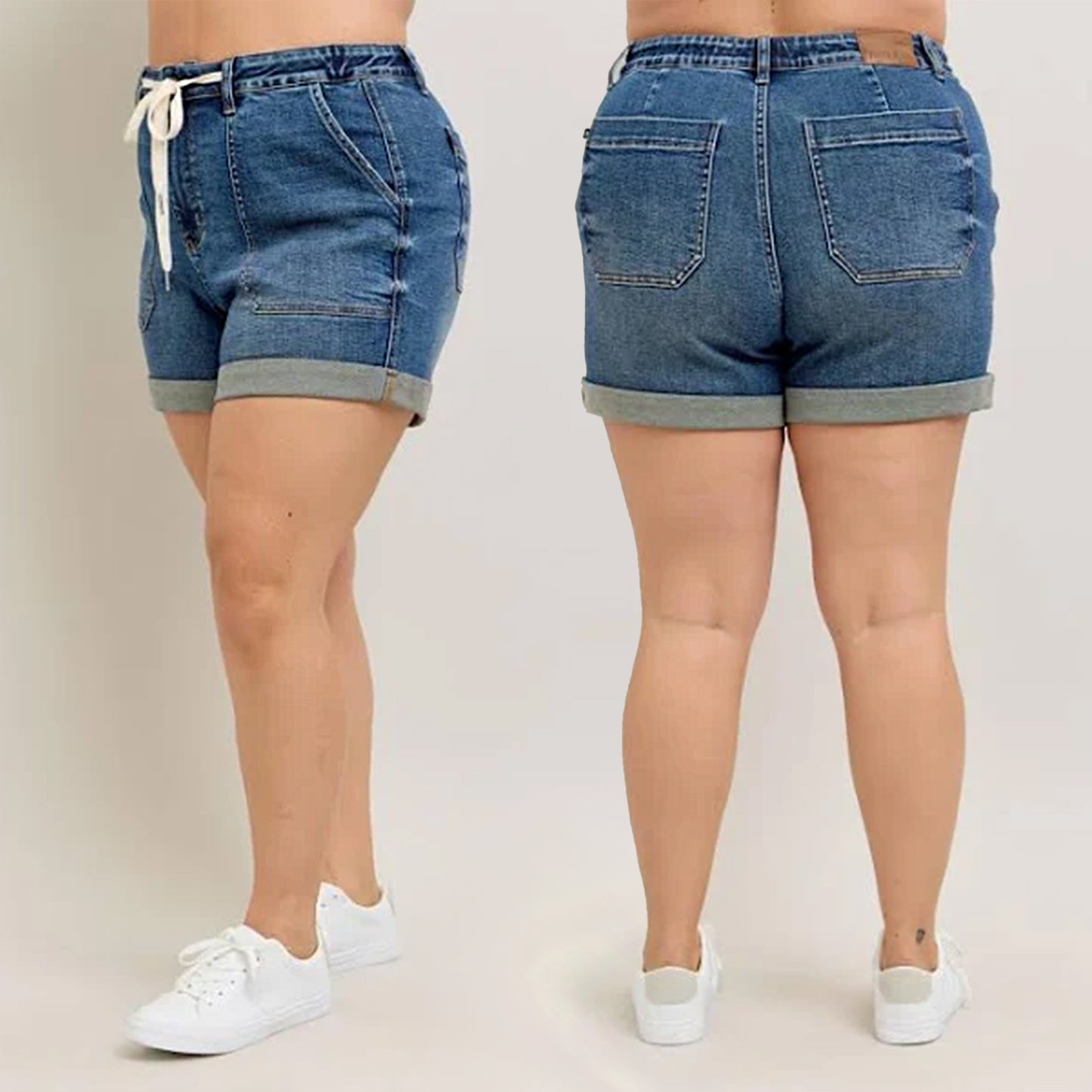 Judy Blue High Waist Cuff Jogger Denim Shorts #150343