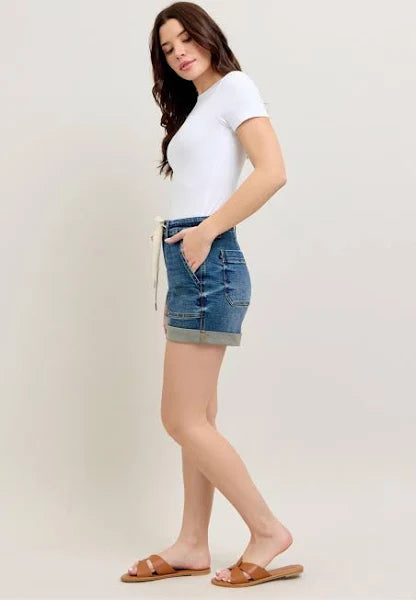 Judy Blue High Waist Cuff Jogger Denim Shorts #150343