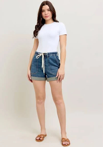 Judy Blue High Waist Cuff Jogger Denim Shorts #150343