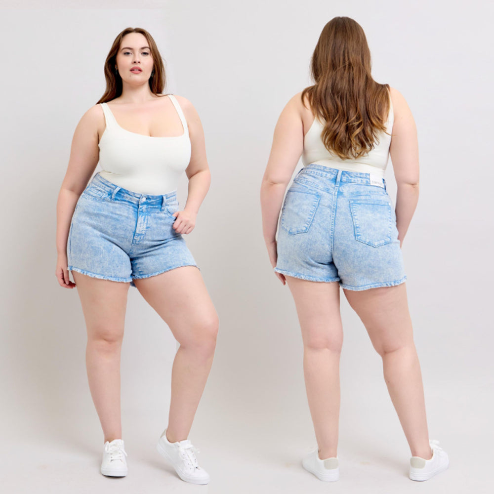 Judy Blue Mid Rise Garment Dyed Denim Shorts #150348
