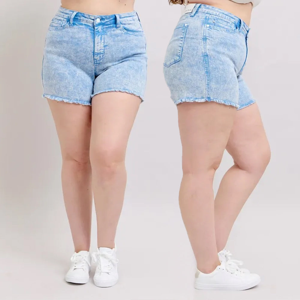 Judy Blue Mid Rise Garment Dyed Denim Shorts #150348