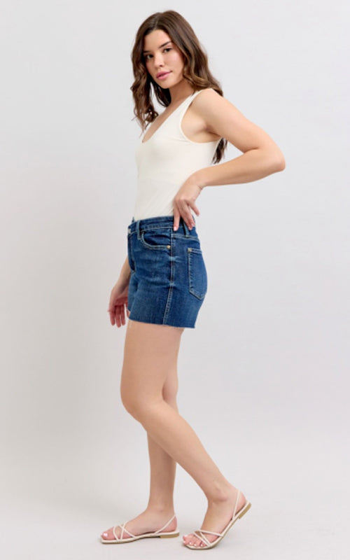 Judy Blue High Waist Criss Cross Waistband Denim Shorts 150349