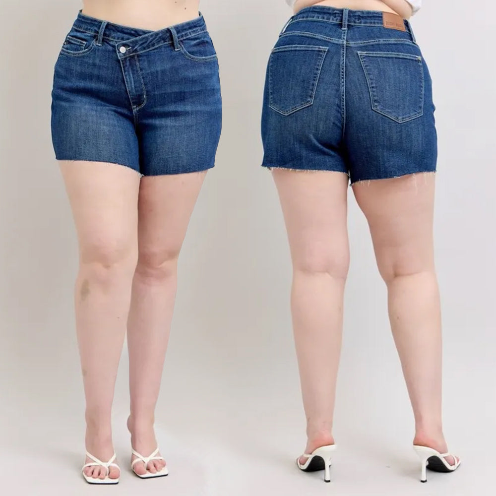 Judy Blue High Waist Criss Cross Waistband Denim Shorts 150349