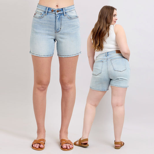 Judy Blue 2 Button Mid Length Dad Denim Shorts #152100