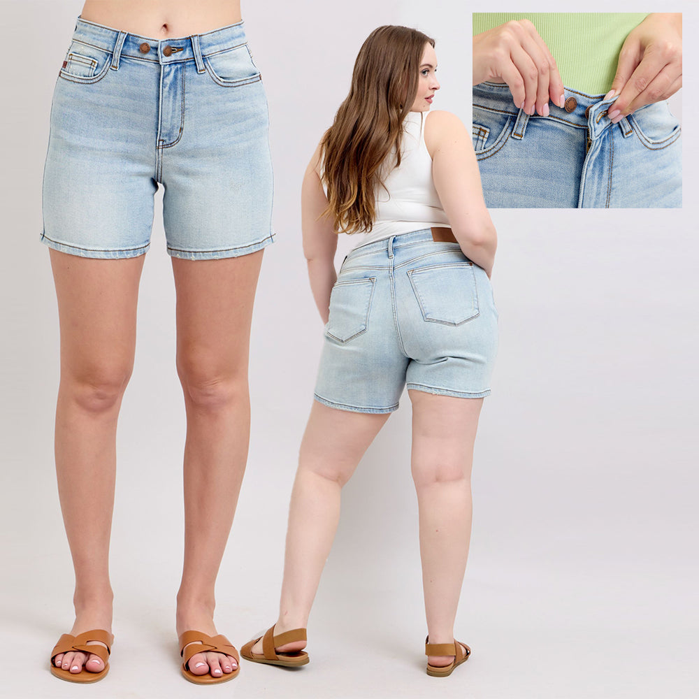 Judy Blue 2 Button Mid Length Dad Denim Shorts #152100
