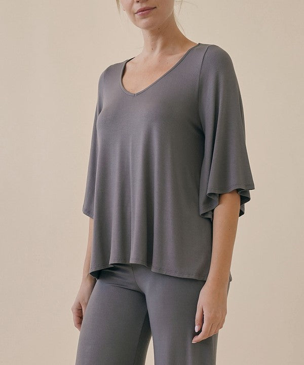 Studio Ko Super Soft Organic Bamboo Flare Sleeve Top