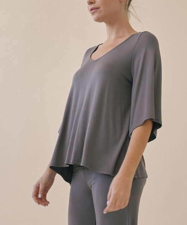 Studio Ko Super Soft Organic Bamboo Flare Sleeve Top