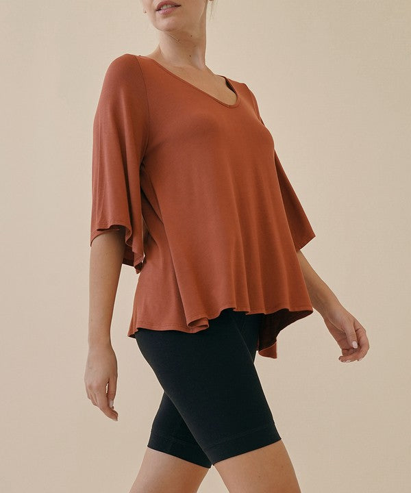 Studio Ko Super Soft Organic Bamboo Flare Sleeve Top