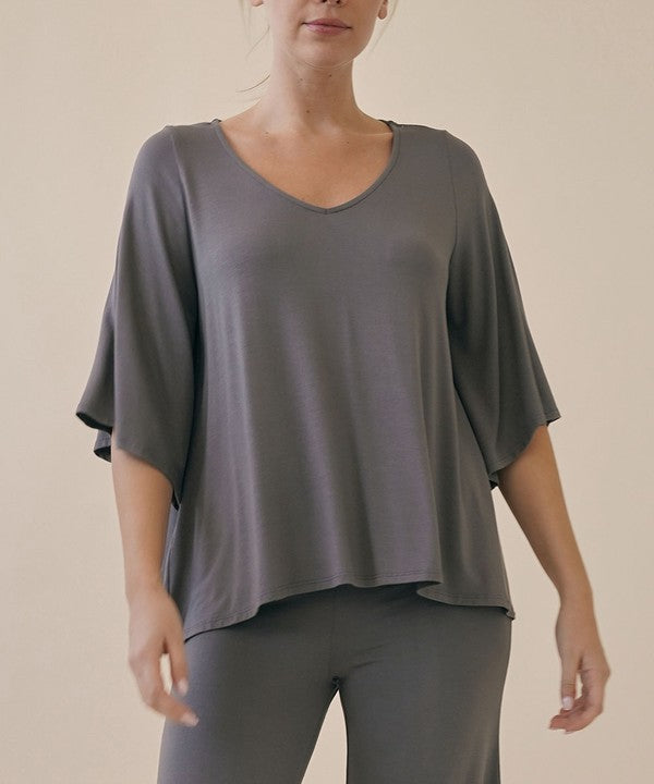 Studio Ko Super Soft Organic Bamboo Flare Sleeve Top