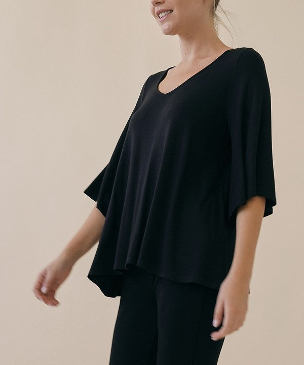 Studio Ko Super Soft Organic Bamboo Flare Sleeve Top