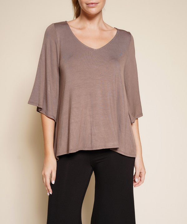 Studio Ko Super Soft Organic Bamboo Flare Sleeve Top