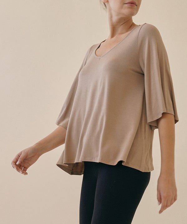 Studio Ko Super Soft Organic Bamboo Flare Sleeve Top