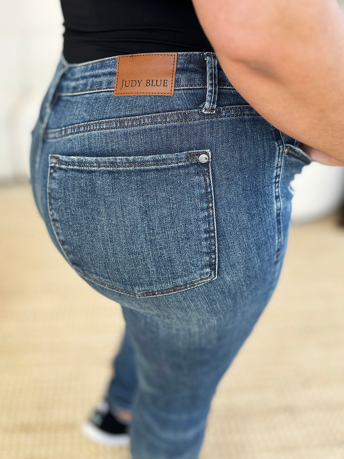 Judy Blue Mid Rise Tummy Control Distressed Skinny Jeans #88798