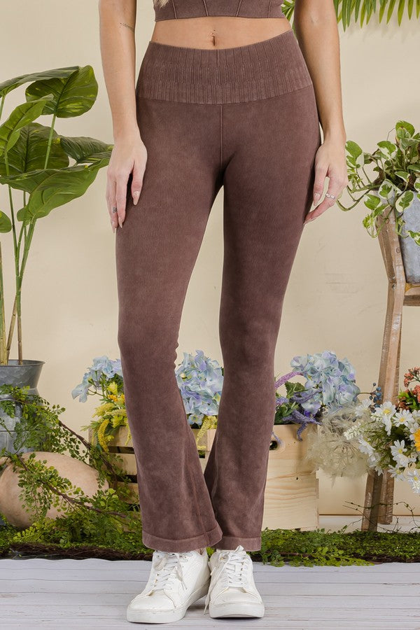 Women's Stone Washed Ribbed Matching Activewear Set