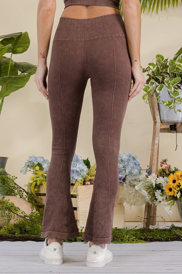 Women's Stone Washed Ribbed Matching Activewear Set