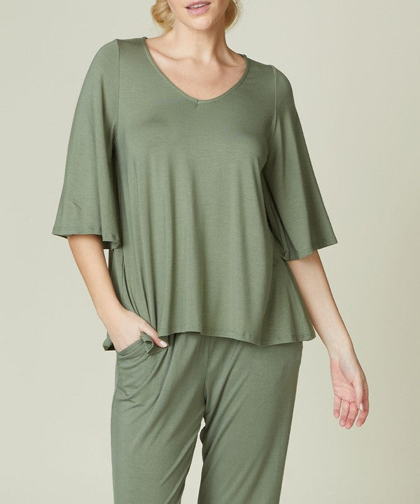 Studio Ko Super Soft Organic Bamboo Flare Sleeve Top