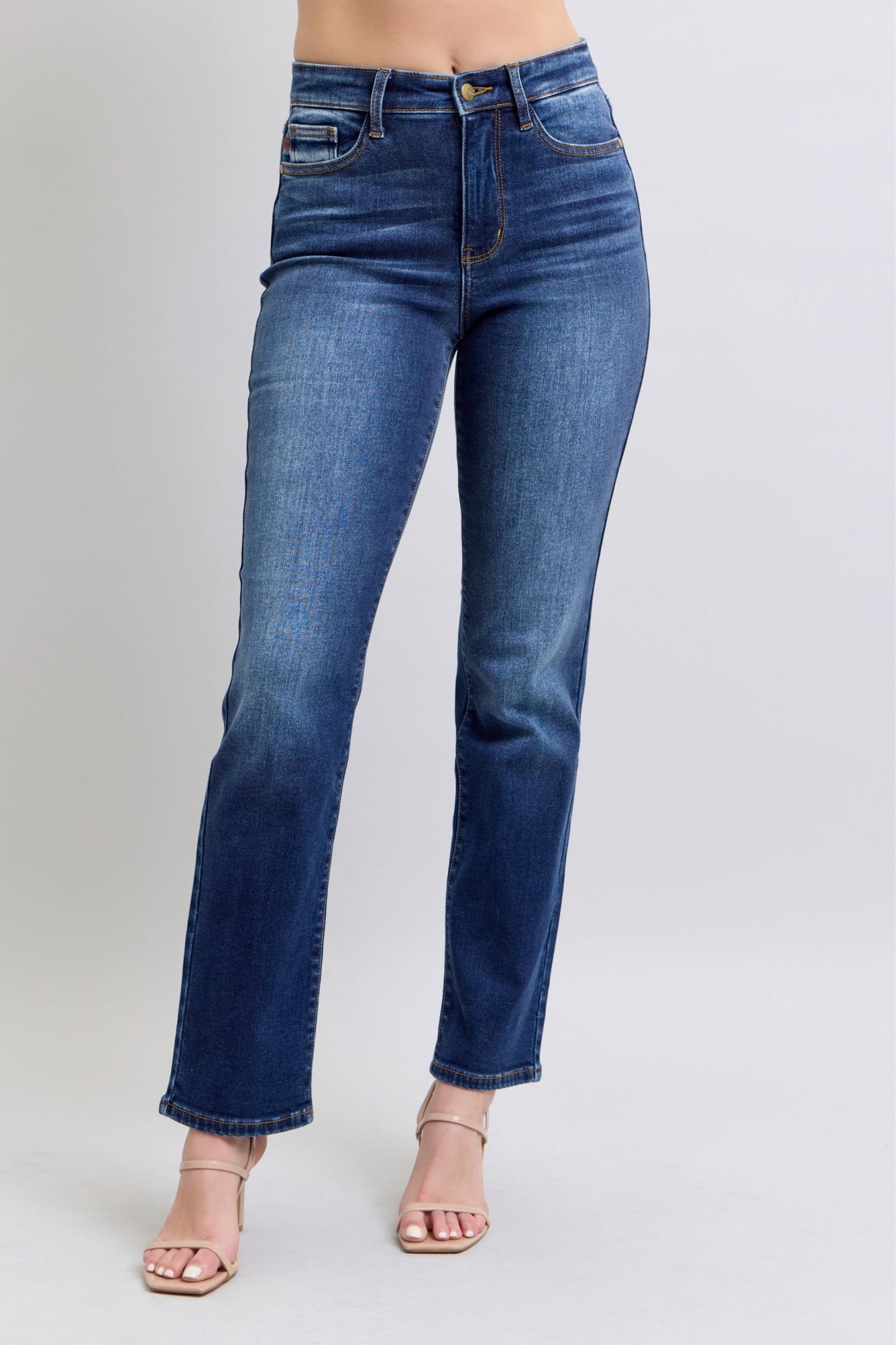 Judy Blue High Rise Vintage Wash Thermal Straight Leg Jeans 82631
