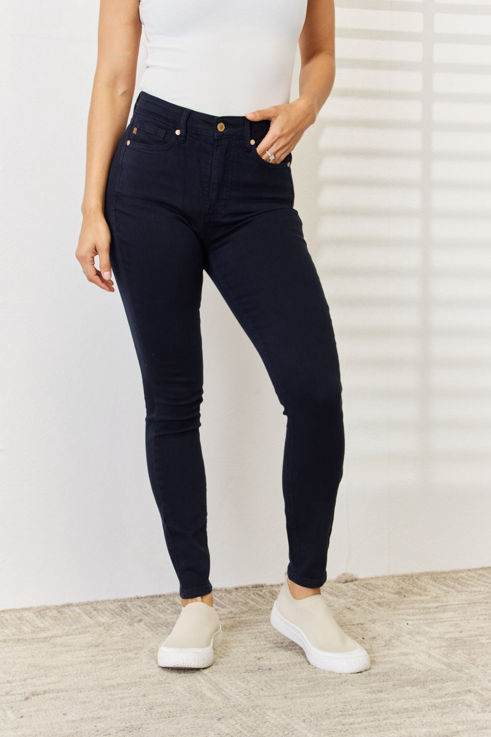 Judy Blue Navy Garment Dyed Tummy Control Skinny Jeans 88791