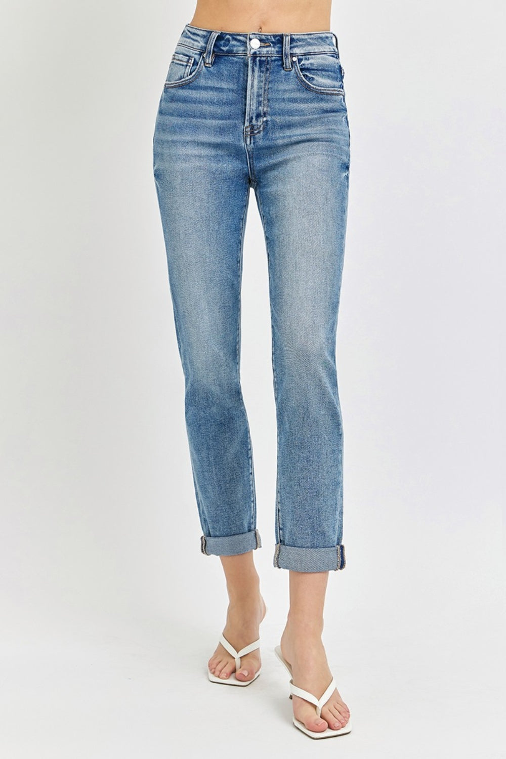 Risen High Rise Ankle Skinny Roll Up Jeans RDP5772