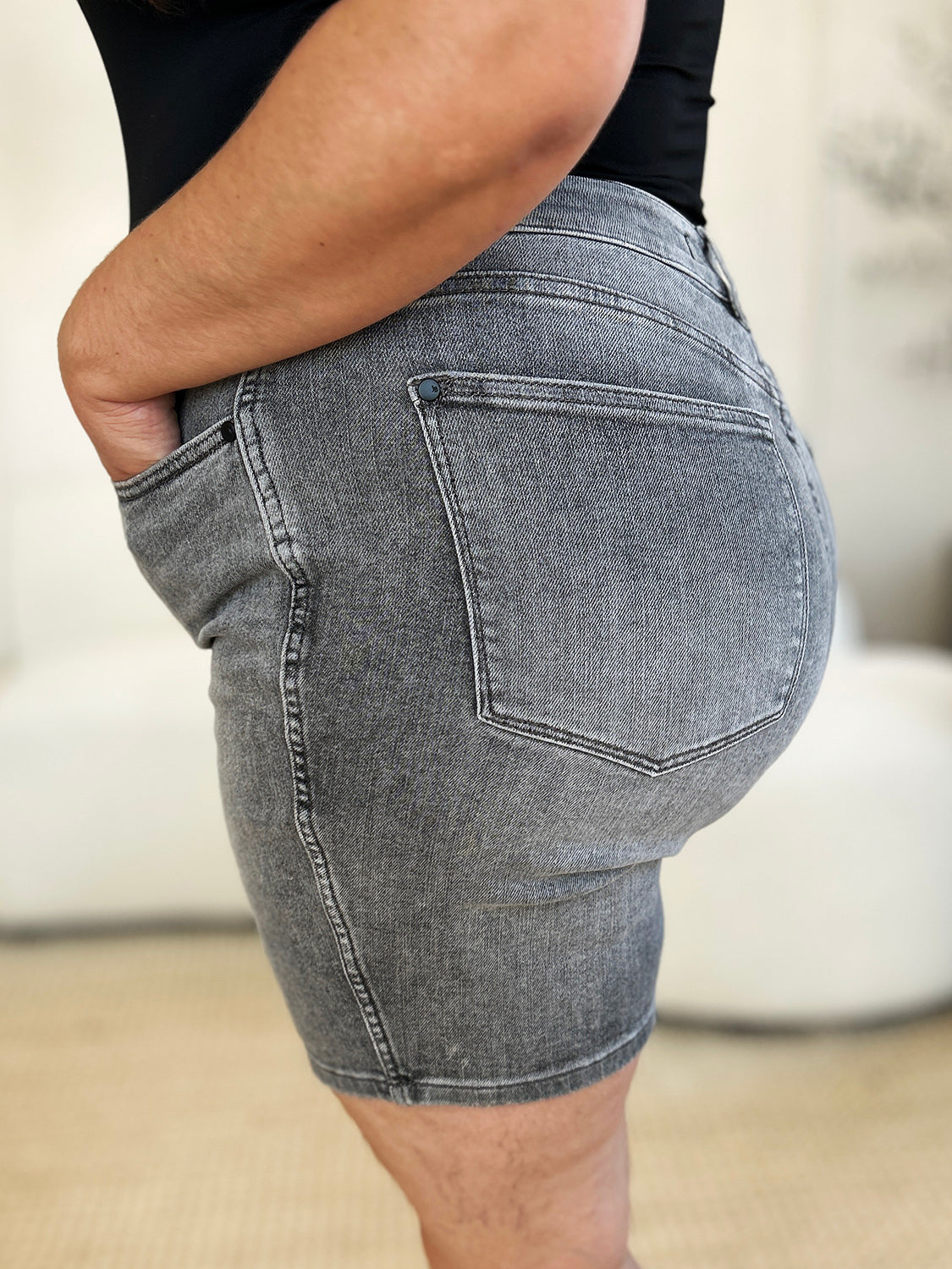 Judy Blue Full Size High Waist Washed Denim Shorts #150230
