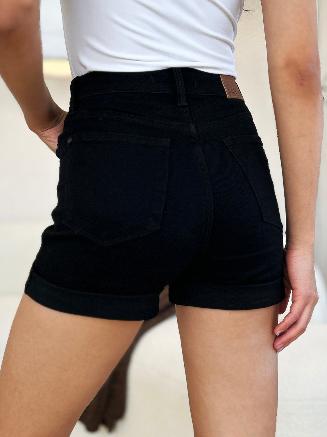 Judy Blue High Waist Tummy Control Cuffed Denim Shorts 150237