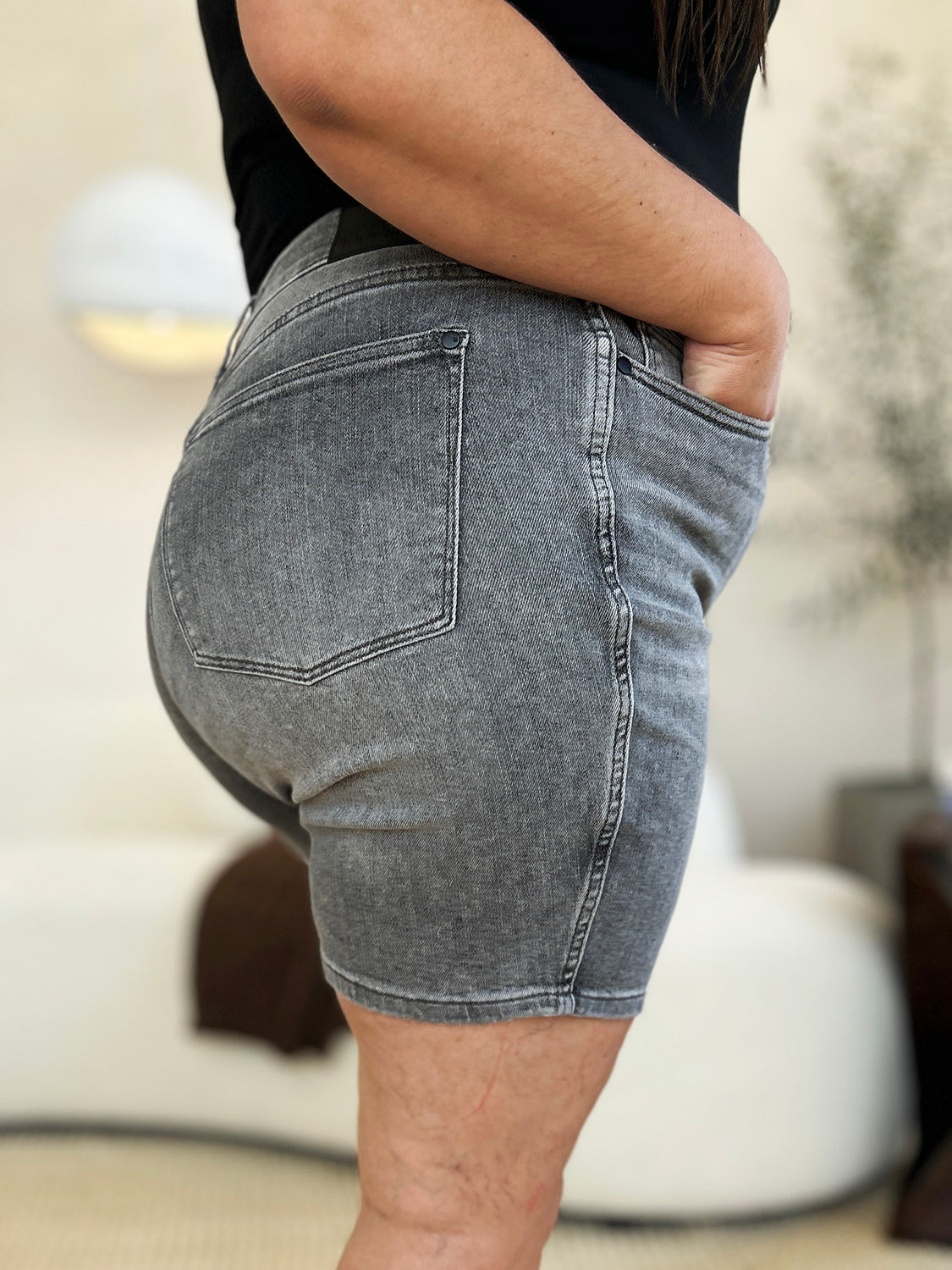 Judy Blue Full Size High Waist Washed Denim Shorts #150230