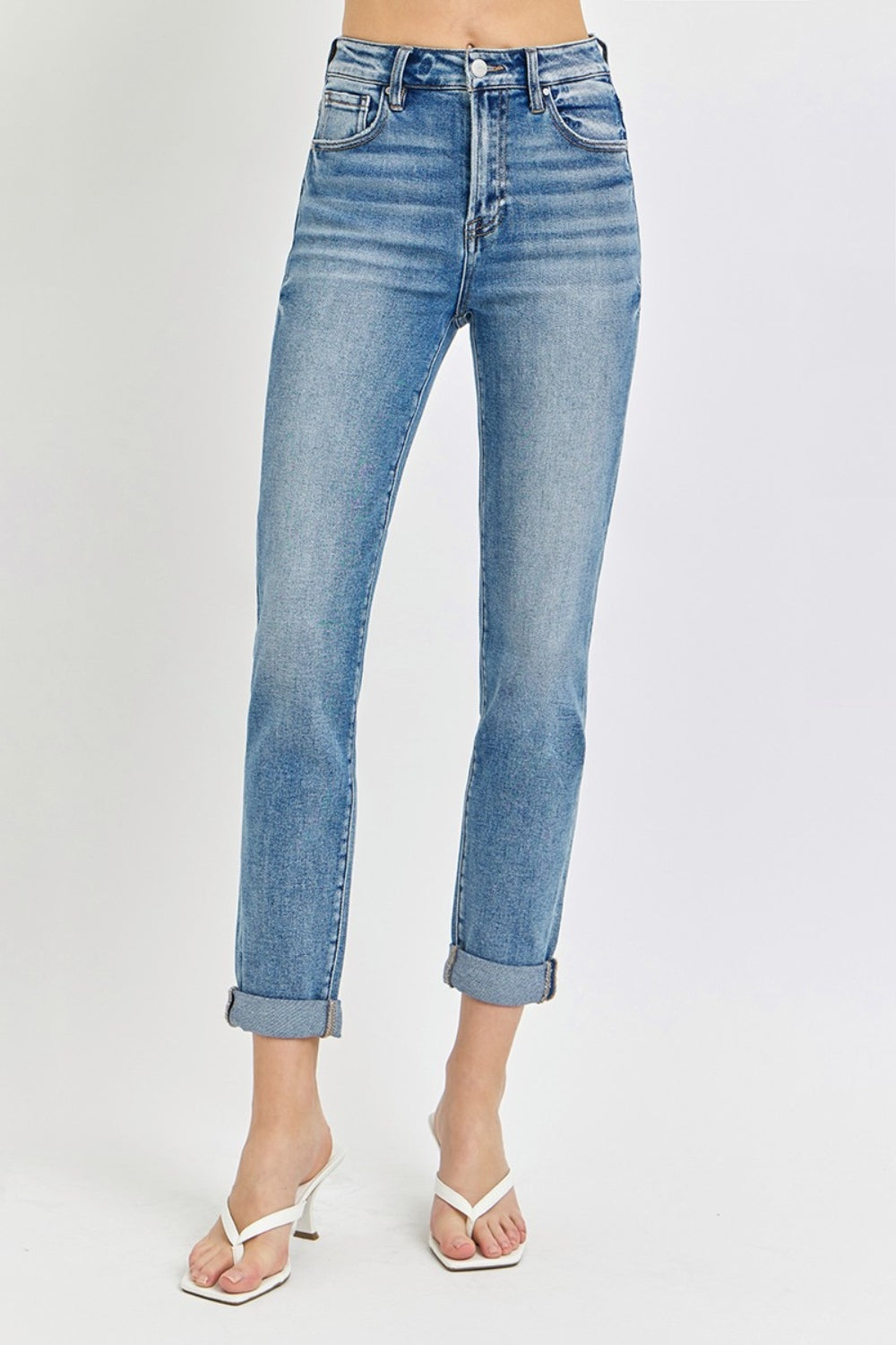 Risen High Rise Ankle Skinny Roll Up Jeans RDP5772