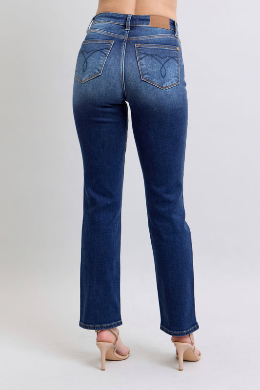 Judy Blue High Rise Vintage Wash Thermal Straight Leg Jeans 82631