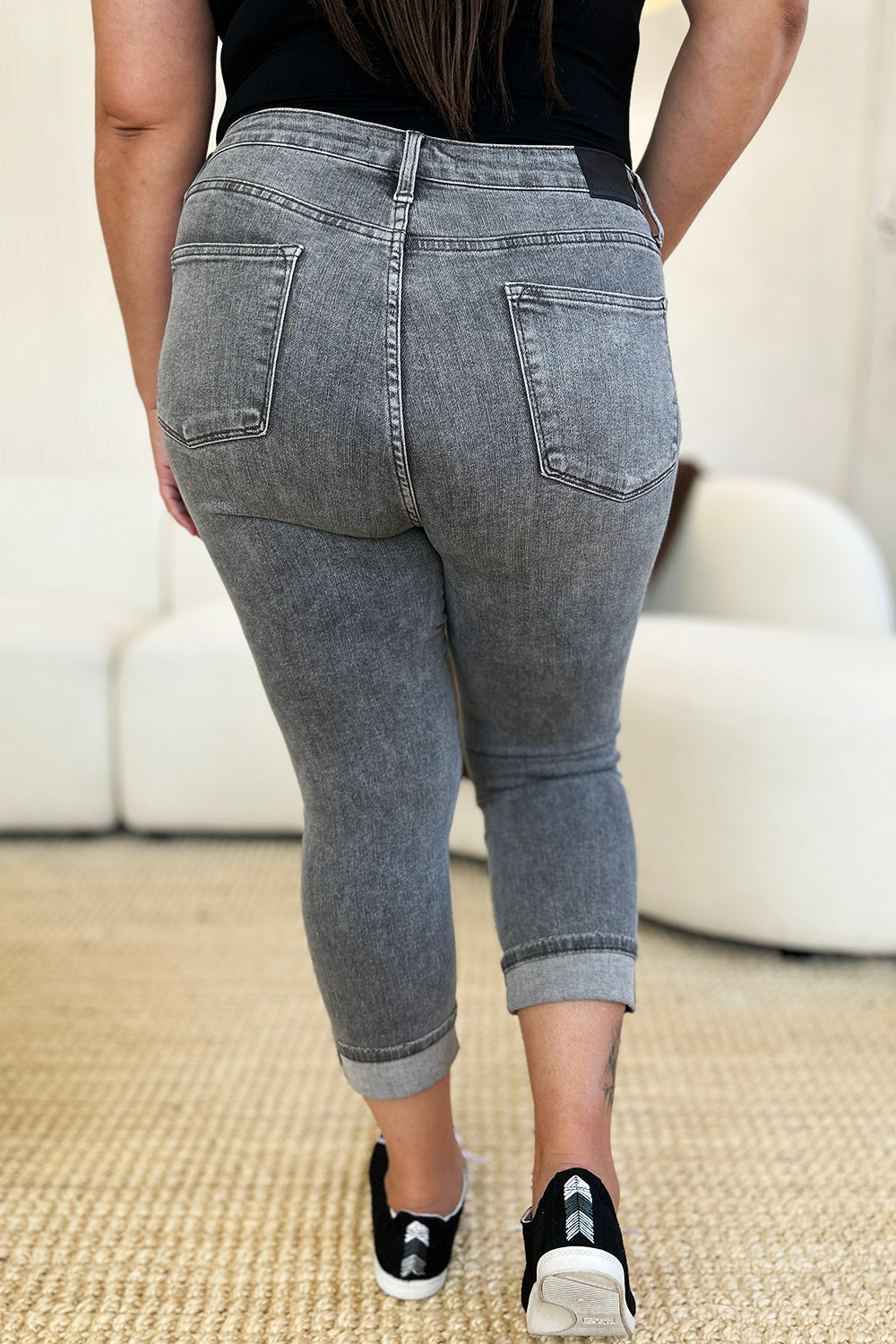 Judy Blue Button Fly High Waist Cuffed Capris #78110