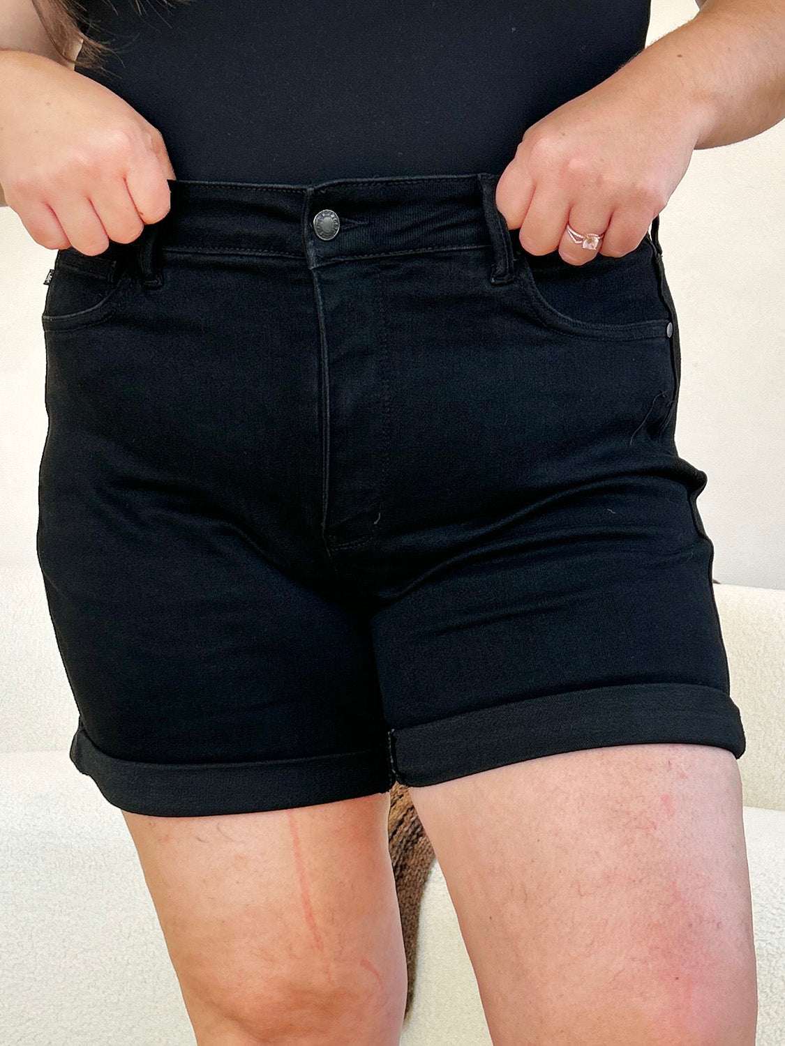 Judy Blue High Waist Tummy Control Cuffed Denim Shorts 150237