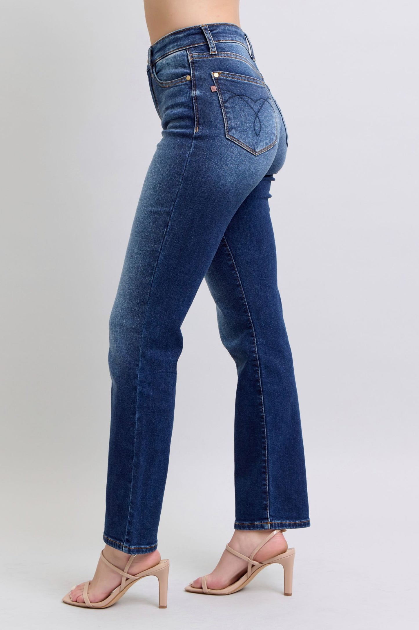 Judy Blue High Rise Vintage Wash Thermal Straight Leg Jeans #82631