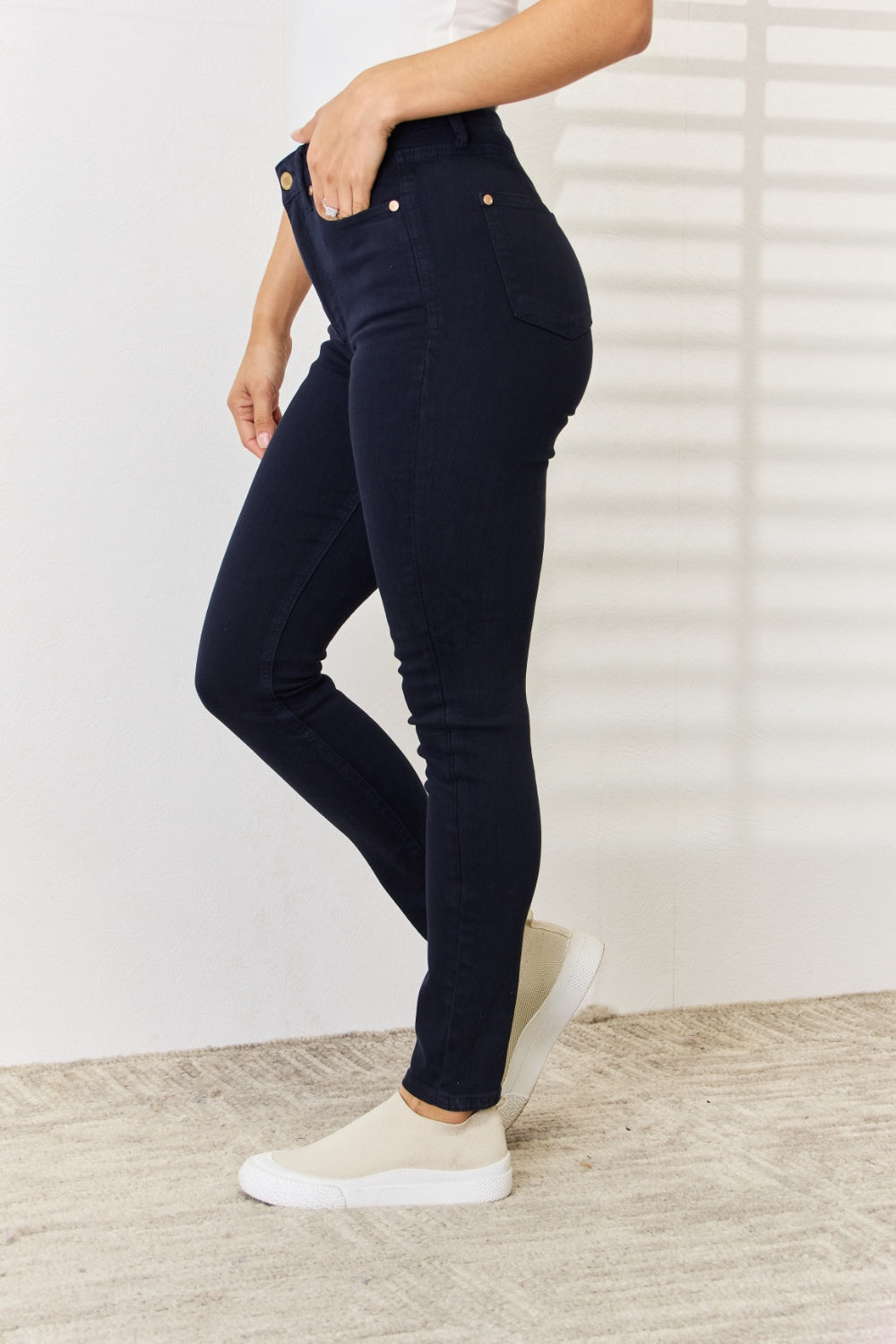 Judy Blue Navy Garment Dyed Tummy Control Skinny Jeans 88791