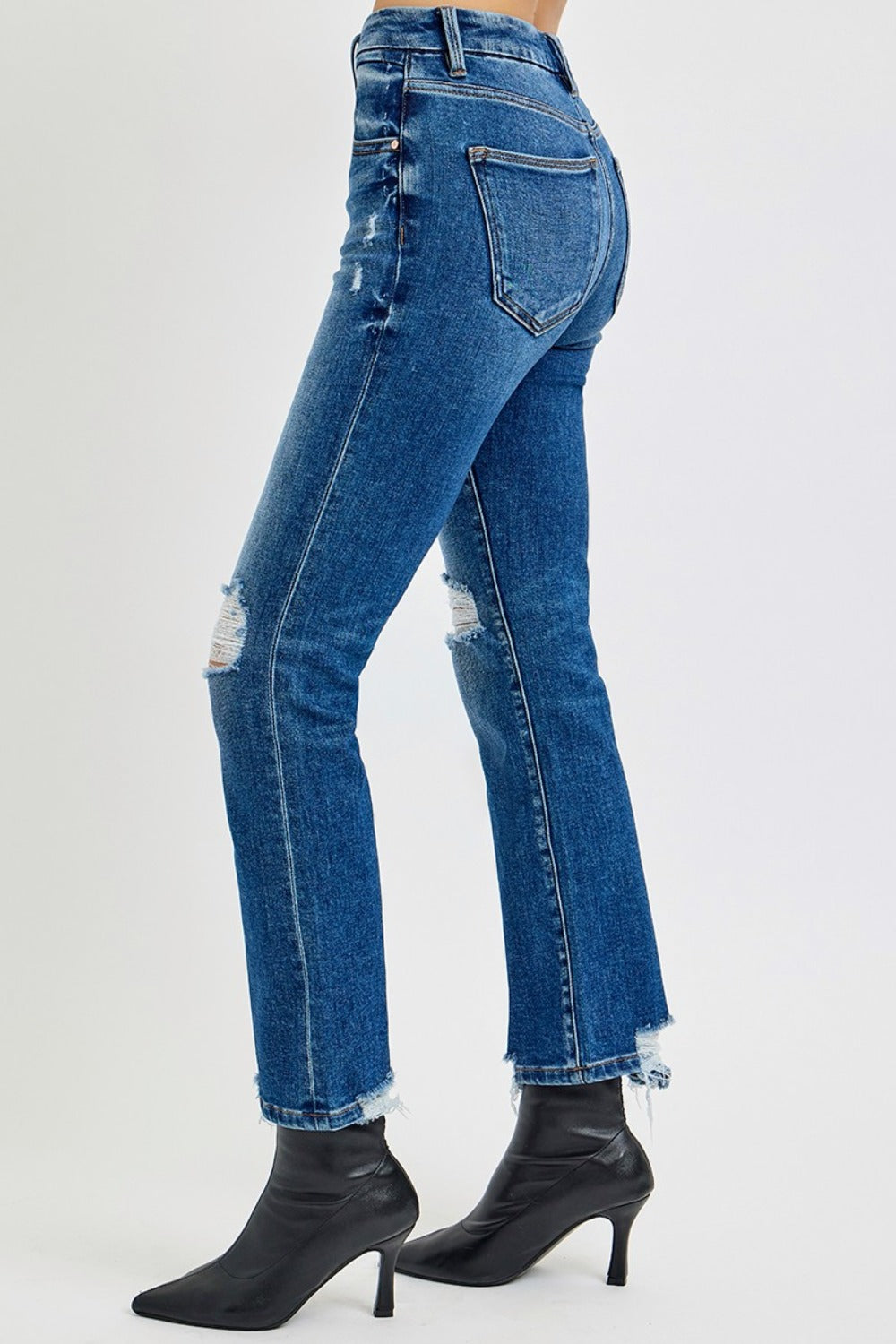 RISEN High Rise Distressed Crop Straight Leg Jeans RDP5783