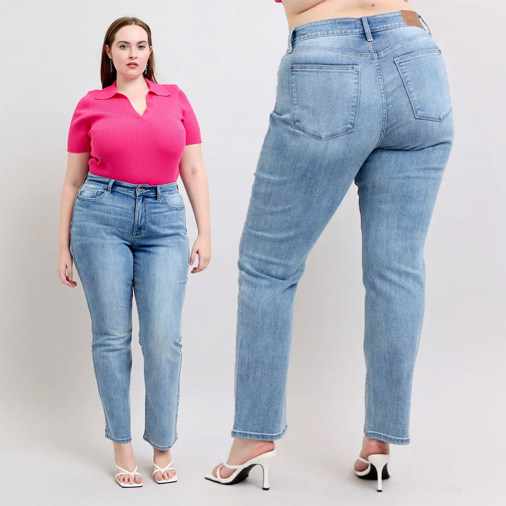 Judy Blue Plus High Waist 90's Straight Leg Jeans 82397