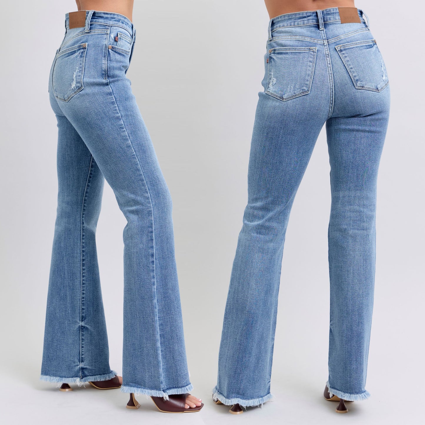 Judy Blue High Waist Bootcut with Fray Hem Denim Jeans 82486