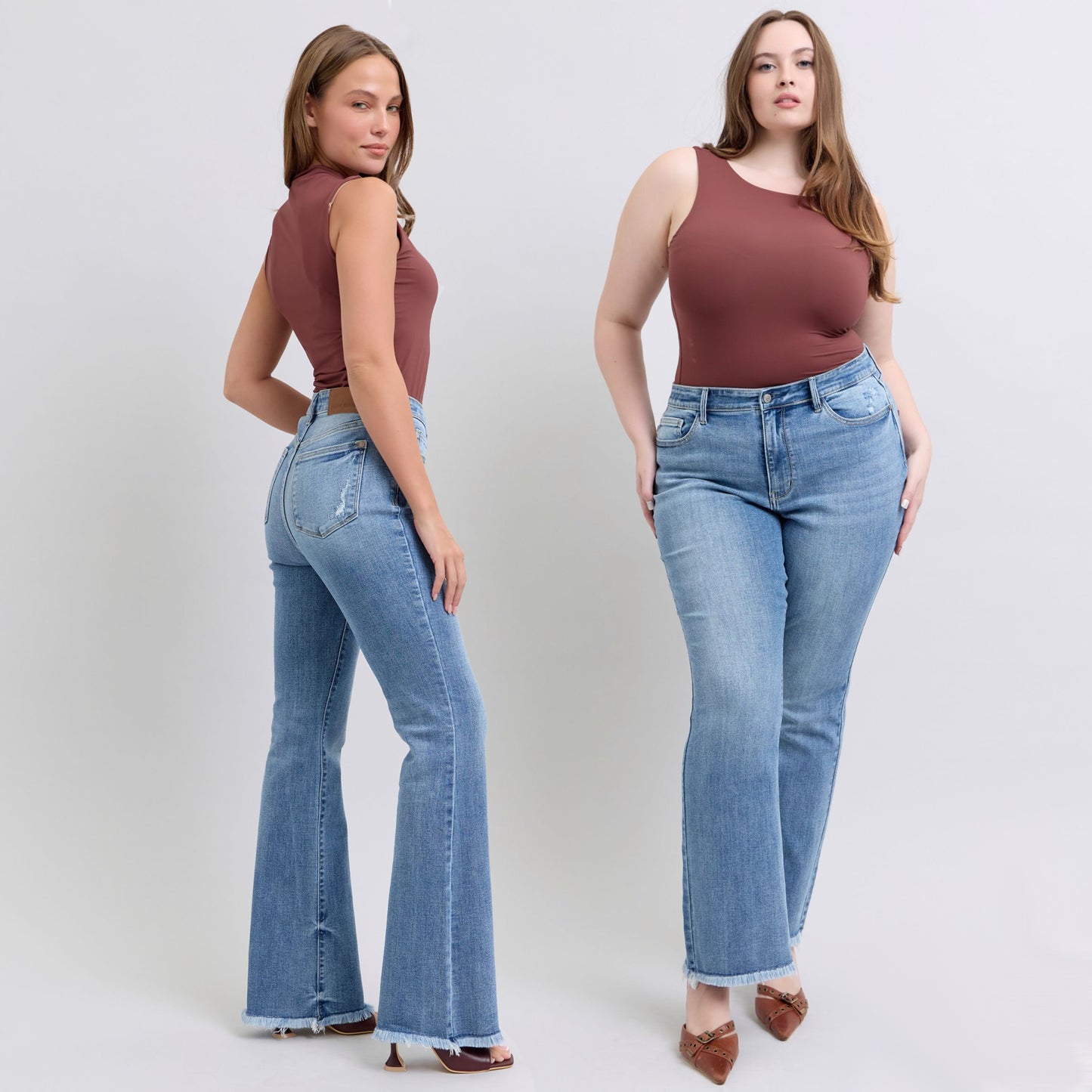 Judy Blue High Waist Bootcut with Fray Hem Denim Jeans 82486