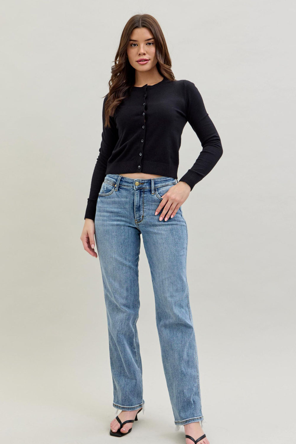 Judy Blue MR Yoke Cell Phone Pocket Dad Jeans 82540