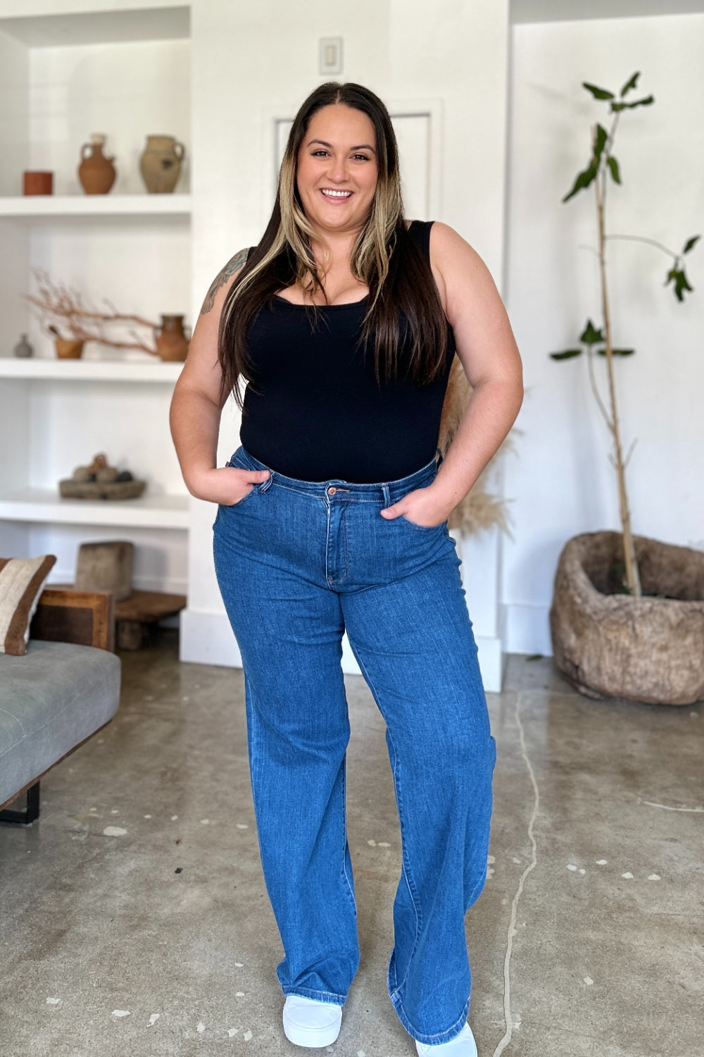 Judy Blue High Rise Vintage Classic Wide Leg Jeans #82553